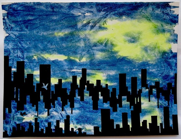 painting of cityscape