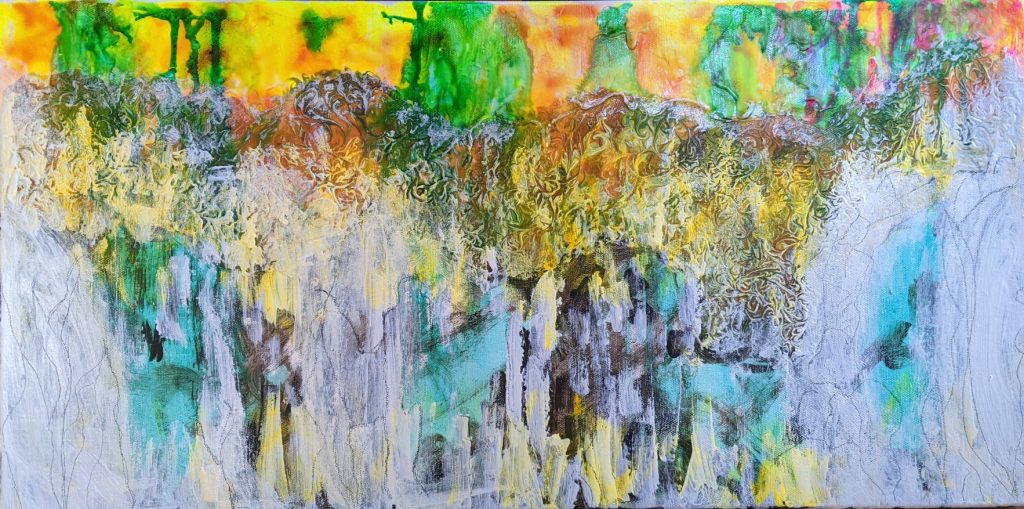 Abstract landscape image of colorful watercolors
