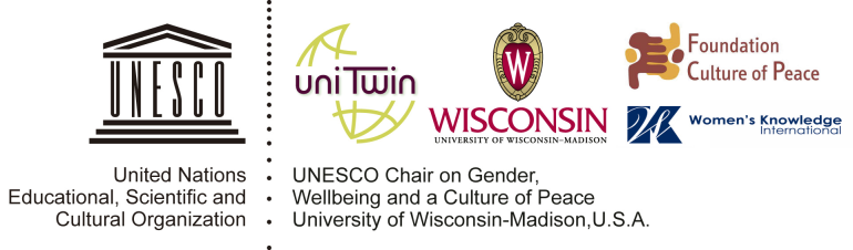 logos for UNESCO chair on gender, wellbeing and a culture of peace
