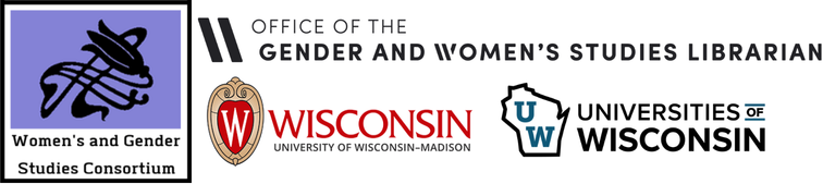 logos for the women's and gender studies consortium, the office of the gender and women's studies librarian, uw-madison, and the universities of wisconsin
